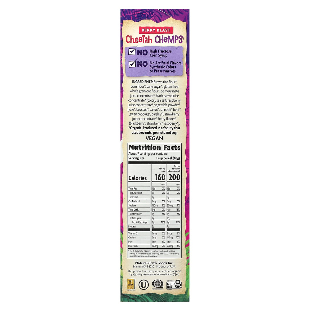 Nature's Path, EnviroKidz, органические хлопья Cheetah Chomps®, ягоды, 284 г (10 унций)