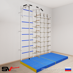 Шведская стенка Sv Sport усиленная 61440 (Турник стандарт/Канат/Лестница/Мат 2м/Канатный лаз)