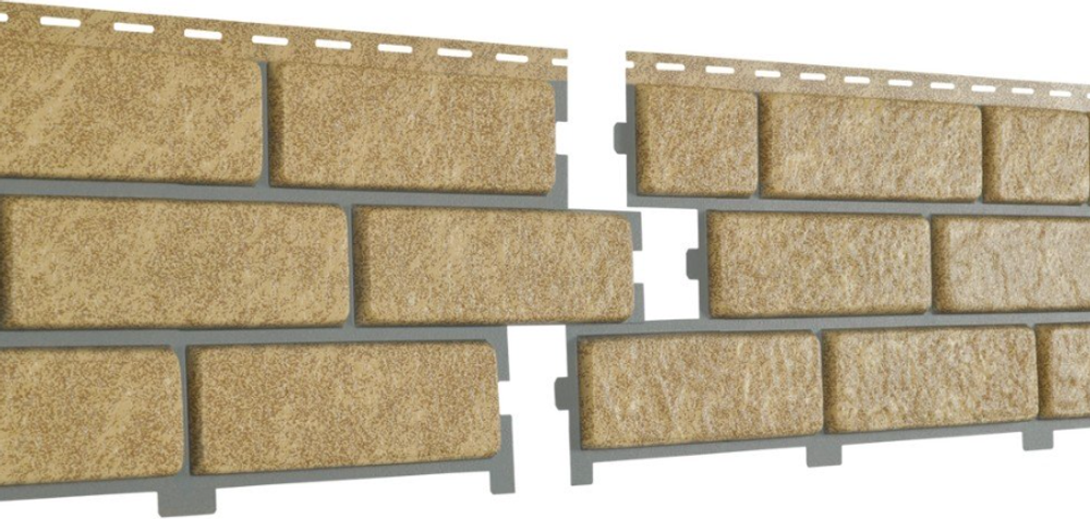 Сайдинг панель  Кирпич Песочный с декор. швом Ю-Пласт 3025х230мм Стоун Хаус