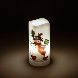 Светодиодный проектор ЭРА EGNDS -SN светильник новогодний Свеча Снеговик теплый свет 4 LED 3*AAA 15 см