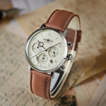 ZEPPELIN Hindenburg Collection Quartz Movement Men"s Watches Wrist Watches White Dial Stainless Steel Case