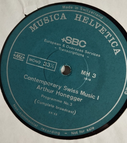 Винтажная виниловая пластинка LP Musica Helvetica Contemporary Swiss Music 1,2 Arthur Honegger (Швейцария 1975)