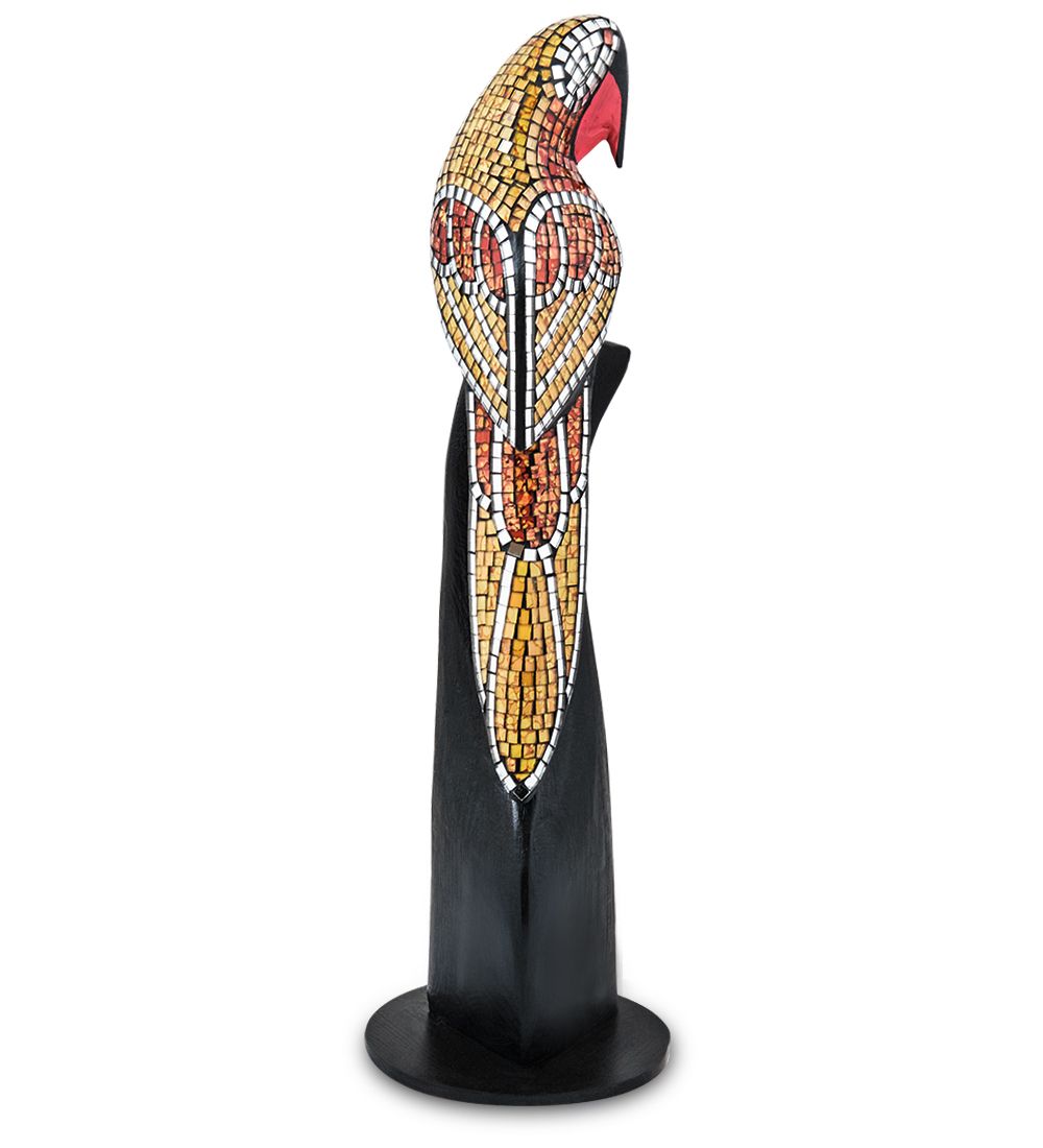 23-028-02 Н-р статуэток из трех «Попугай» дерево+стекл.мозаика (50,40,30 см)