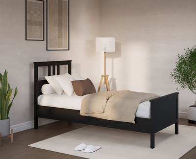 Односпальная кровать, Хемнэс/Кымор, 90х200см, черный