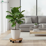 Подставка для цветов напольная на колесиках Флорэль деревянная в стиле рустик (состаренный), круглая, браун