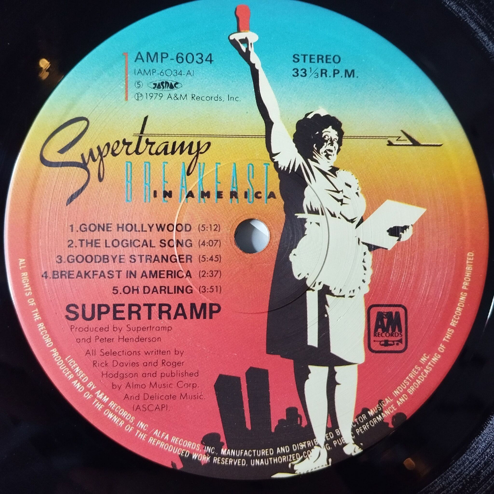 Винтажная виниловая пластинка LP Supertramp Breakfast In America (Japan 1979) (No Obi) Just Another Nervous Wreck