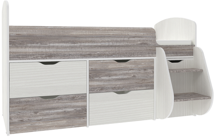 Кровать-чердак КарИВи Малыш 7 Белое Дерево Бетон