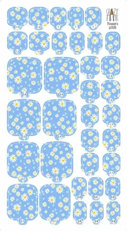 Пленка для педикюра Crazy Manic flowers p006