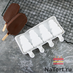 Форма силиконовая  «Эскимо елочки», 4 ячейки
