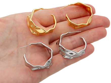 Серьги-Кольца "Мятый металл", 27,5мм