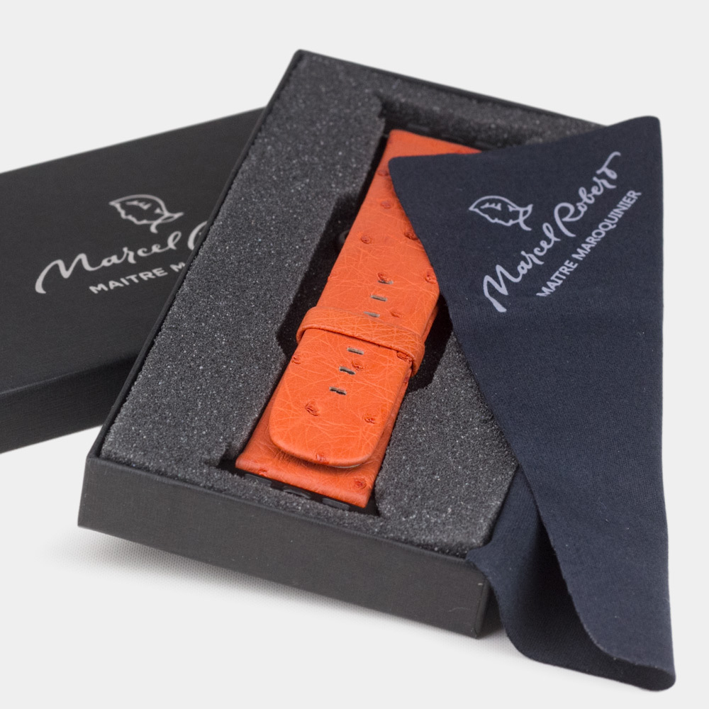 Ремешок для Apple Watch 44/45/46 mm из кожи страуса, оранжевого цвета