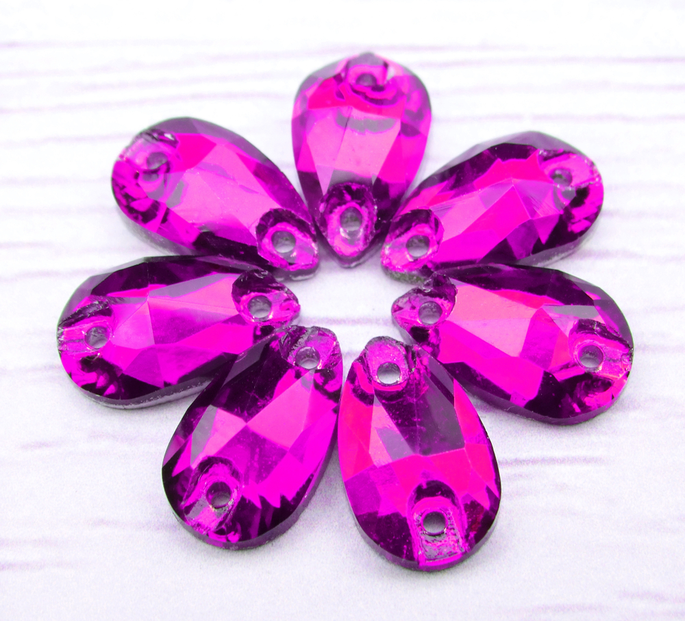 ХК032НН712 Хрустальные стразы круглые пришивные "капля", цвет: малиновый, размер: 7х12 мм, 10 шт.