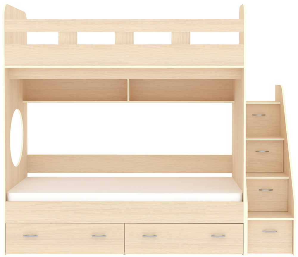 Двухъярусная кровать КарИВи Юниор 90х200 1  Дуб Молочный  Дуб Молочный