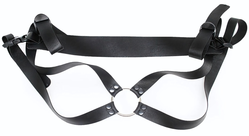 Пояс-трусики с реалистичной насадкой - 20,5 см. (Цвет: телесный с черным)