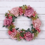 Цветы искусственные венок «Фантазия» 42см розовый