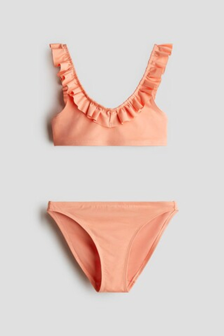 H&M КУПАЛЬНИК С ВОЛАНАМИ, КОРАЛЛОВЫЙ