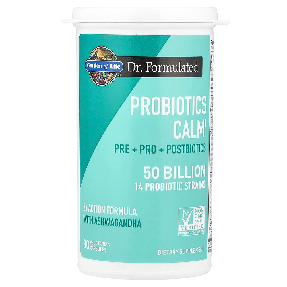 Garden of Life, Probiotics Calm, 50 млрд, 30 вегетарианских капсул