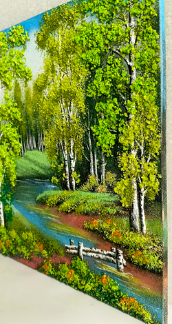 Декобокс " Березовый мостик" рисованный камнем  30-30см