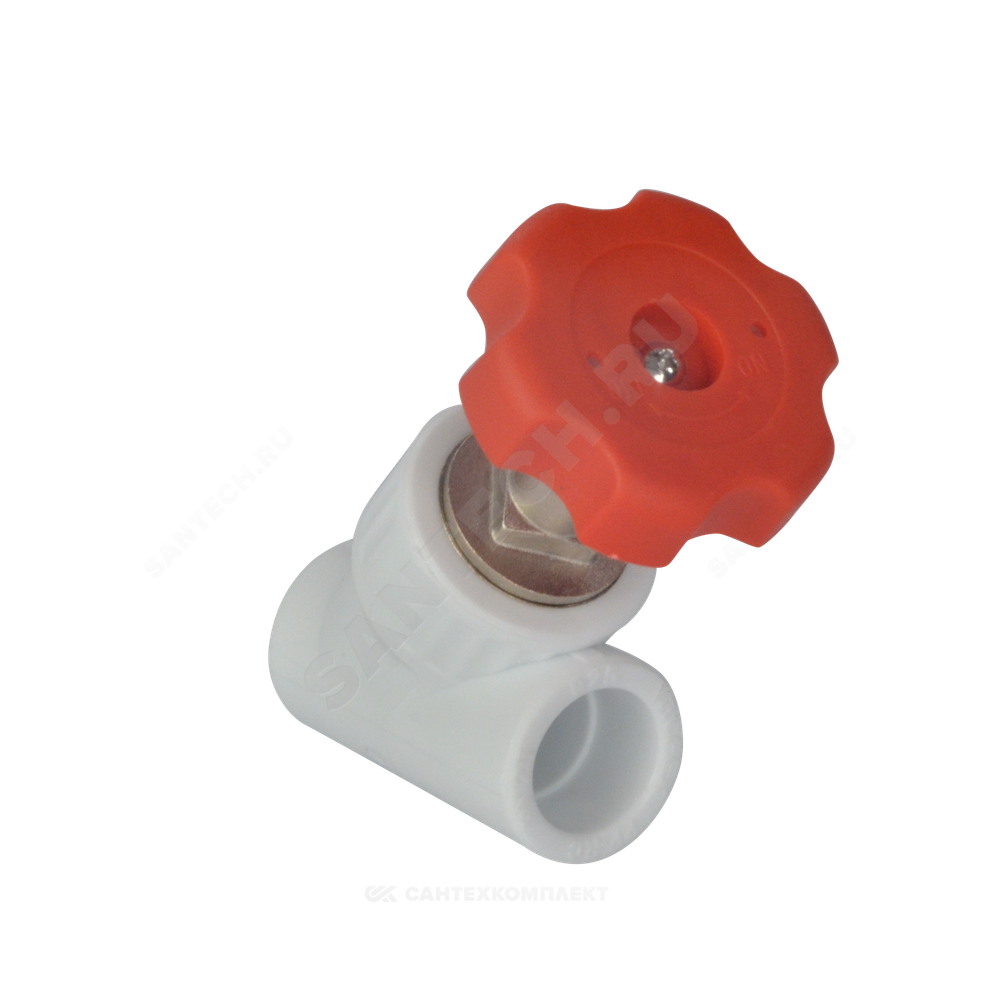 Клапан (вентиль) PP-R запорный белый Дн 25х45гр внутренняя пайка VALFEX 10174025