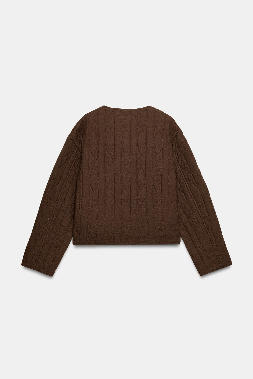 ZARA СТЁГАНАЯ КУРТКА ИЗ ЛЬНА, КОРИЧНЕВЫЙ