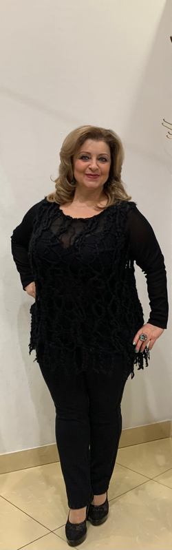 Черный комбинированный блузон-туника