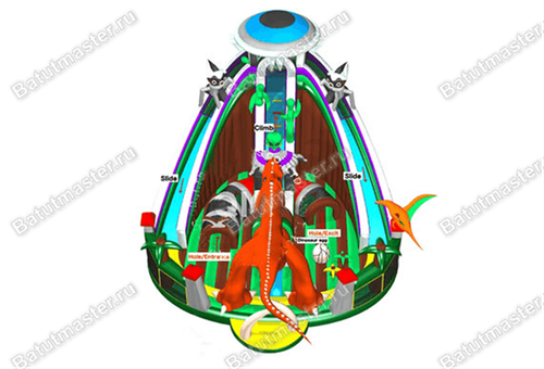 Надувная горка "Динозавр с Марса"