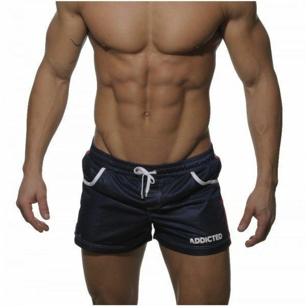 Мужские шорты темно - синие в сетку Addicted Sport Shorts Navy