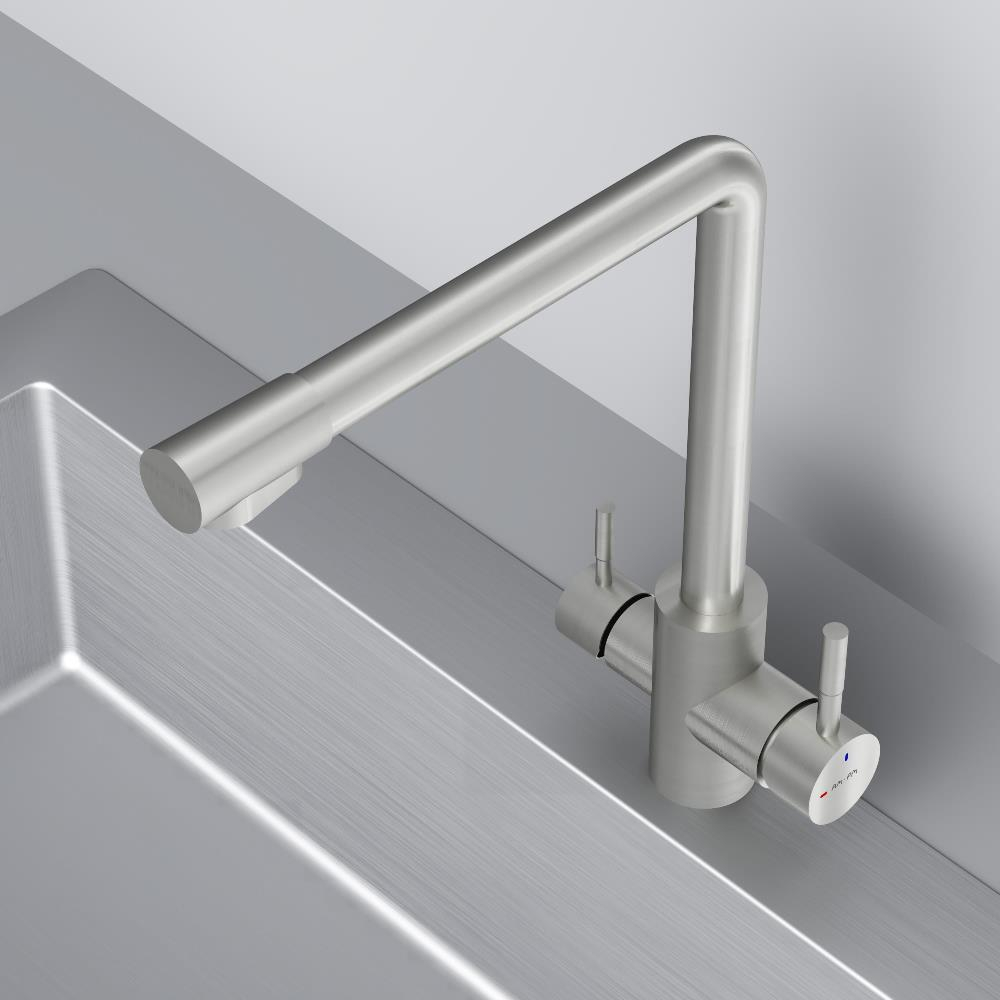 Смеситель для кухни с L-изливом с каналом для питьевой воды, сатин AM.PM X-Joy S F85B05711