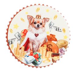 Фигурка декоративная (магнит) "Собачка-королева" d=7см. и=0,5см. (6видов) (min12)