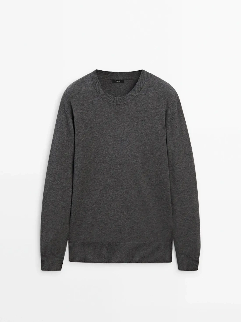 Massimo Dutti Шерстяной свитер с круглым вырезом, антрацитово-серый