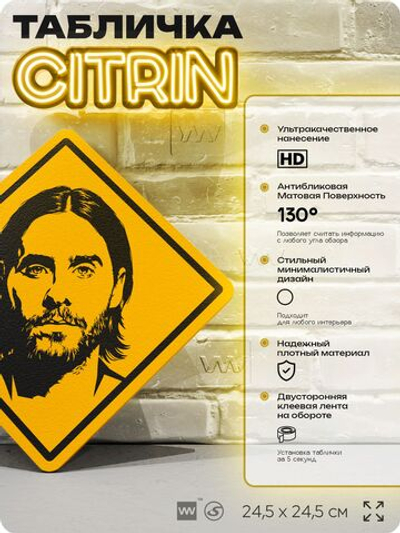 Табличка декоративная "Джаред Лето" на дверь и стену, прикольная штука в подарок, декоративный знак для комнаты, офиса, 24,5х24,5 см, пластиковая, Айдентика Технолоджи