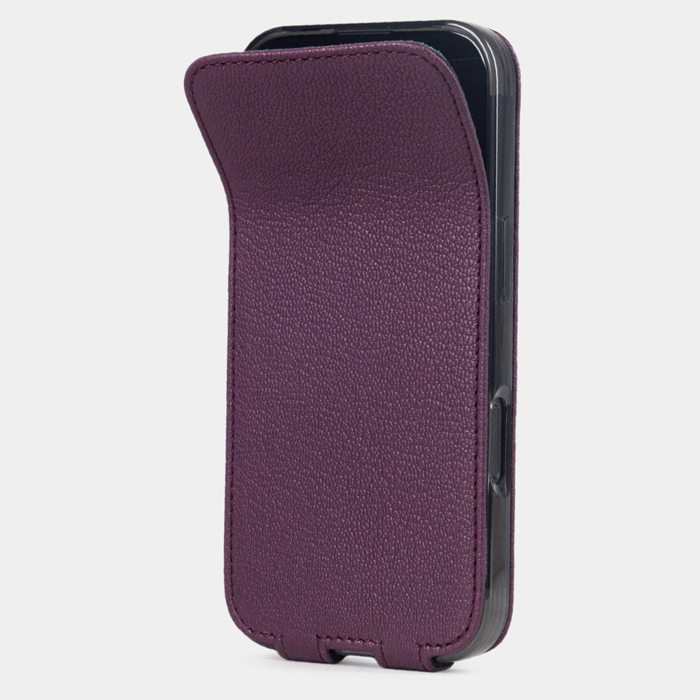 Чехол iPhone 17 Pro натуральная кожа козы, фиолетового цвета