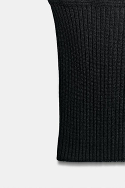 ZARA ТРИКОТАЖНЫЙ ТОП С ПОДПЛЕЧНИКАМИ, ЧЕРНЫЙ