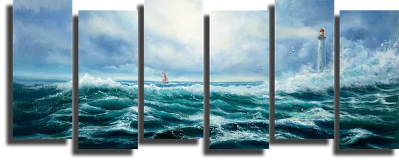 Модульная картина "Морской пейзаж с маяком"
