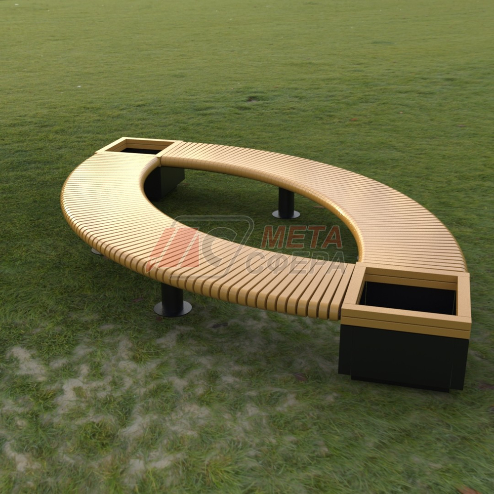 Лавка Rail Road 01 Лист с 2-мя вазонами