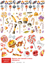 Трансфер переводной - декаль для свечей и гипса десерты 003