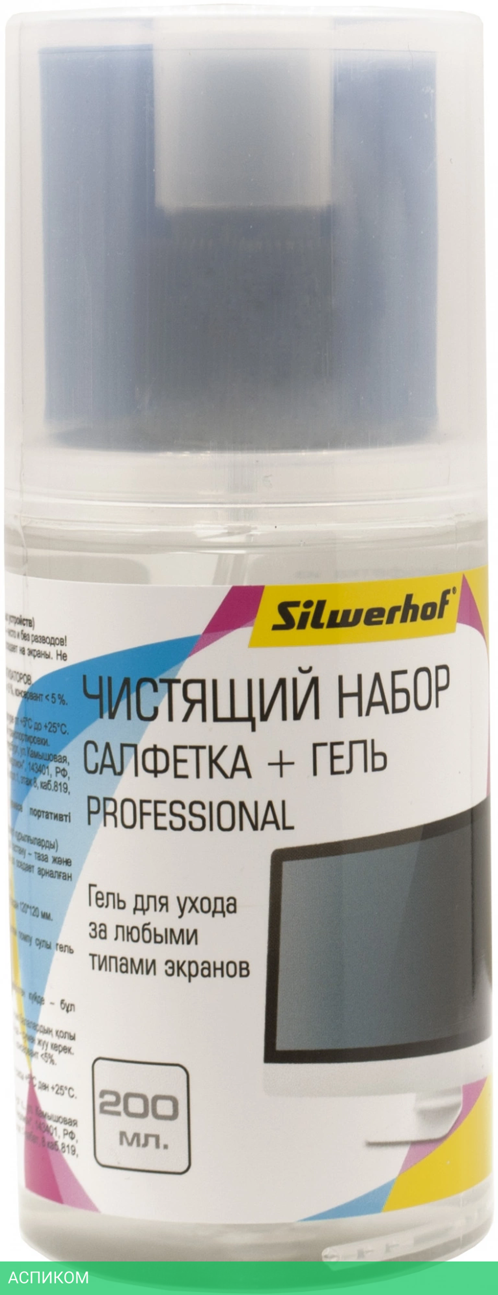 Чистящий набор для экранов Silwerhof салфетка и гель 200мл (1937811)