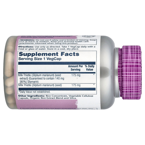 Solaray, Vital Extracts, расторопша, 120 растительных капсул