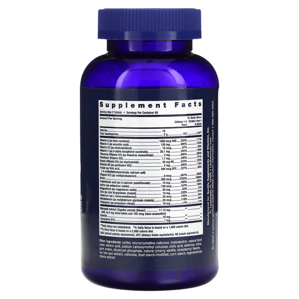 Life Extension Childrens Formula Life Extenstion Mix 120 жевательных таблеток, Мультивитамины для детей