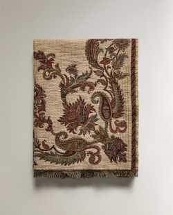 Zara Home плед из хлопка, светло-бежевый, 140x190 см