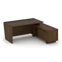 Corner Стол руководителя с тумбой COR.SRT-18 (R) Орех Лоренцо/Графит/Металл Графит 1800*1800*750