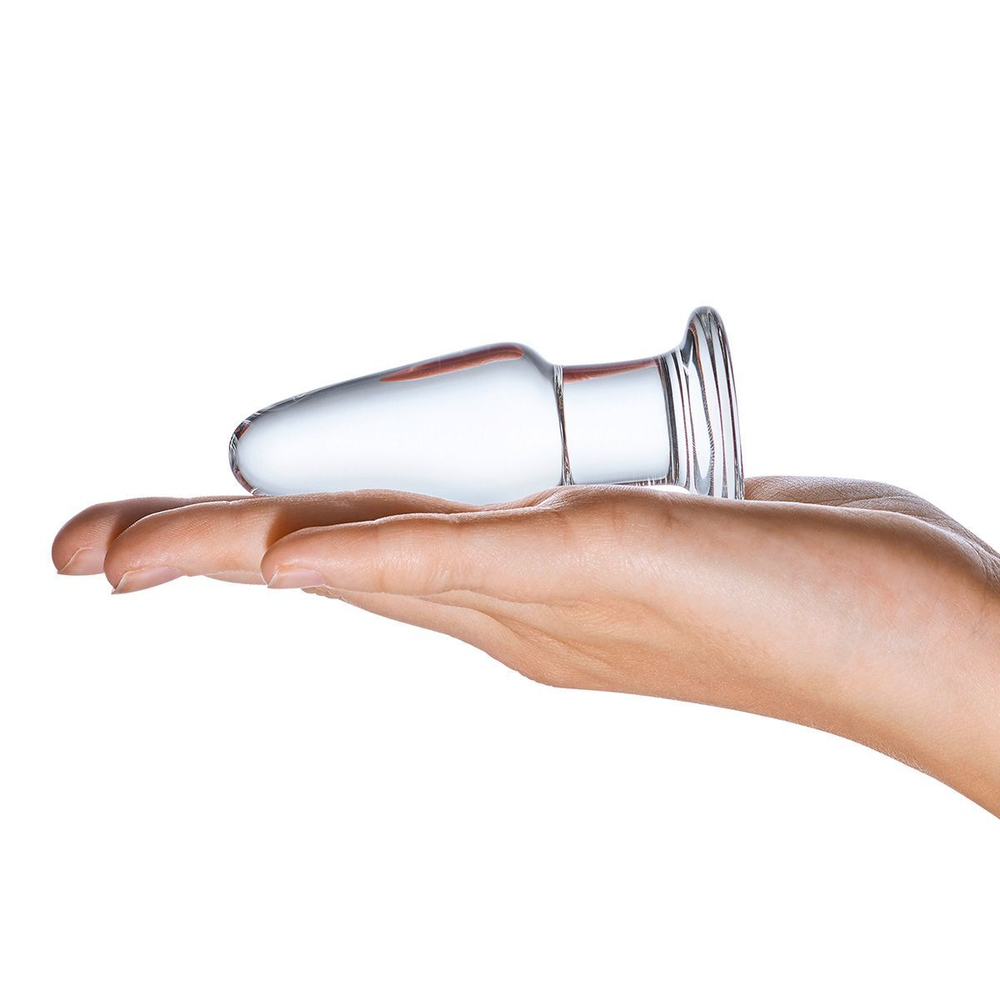 Гладкая стеклянная анальная пробка - 9 см.