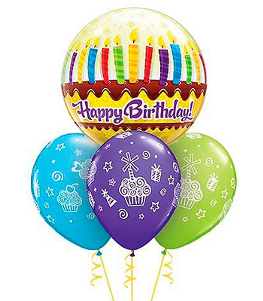 Букет из 5 шаров - Bubbles c Днем рождения2