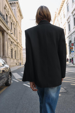 ZARA ДВУБОРТНЫЙ БЛЕЙЗЕР ОВЕРСАЙЗ, ЧЕРНЫЙ