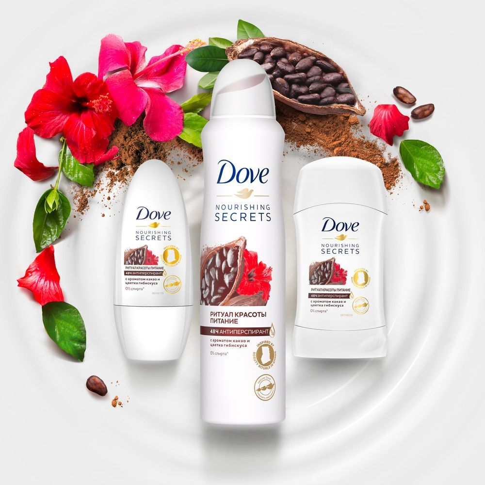 Дезодорант-стик Dove Питание Аромат какао и цвет гибискуса 40 мл