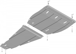 Защита картера Двигателя, КПП. 2 мм, Сталь. для Mercedes C-class 2000-2007 MOTODOR.01219