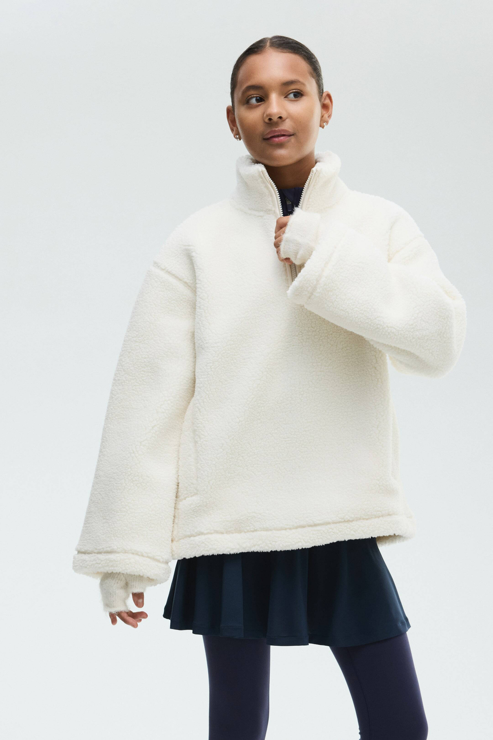 H&M Плюшевый толстовка, белый