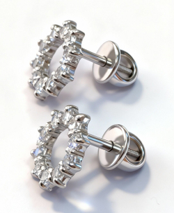 Серьги-пусеты из серебра  925 пробы с фианитами