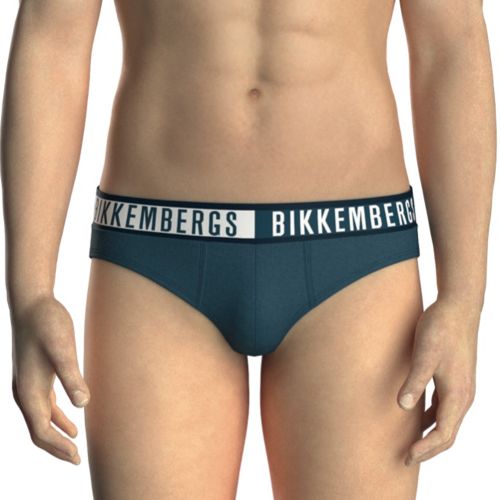 Мужские трусы брифы синие набор 3в1 Bikkembergs TWICE BKK52USP29TR