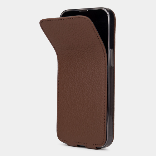 Чехол для iPhone 14 Pro из кожи теленка, цвета шоколад